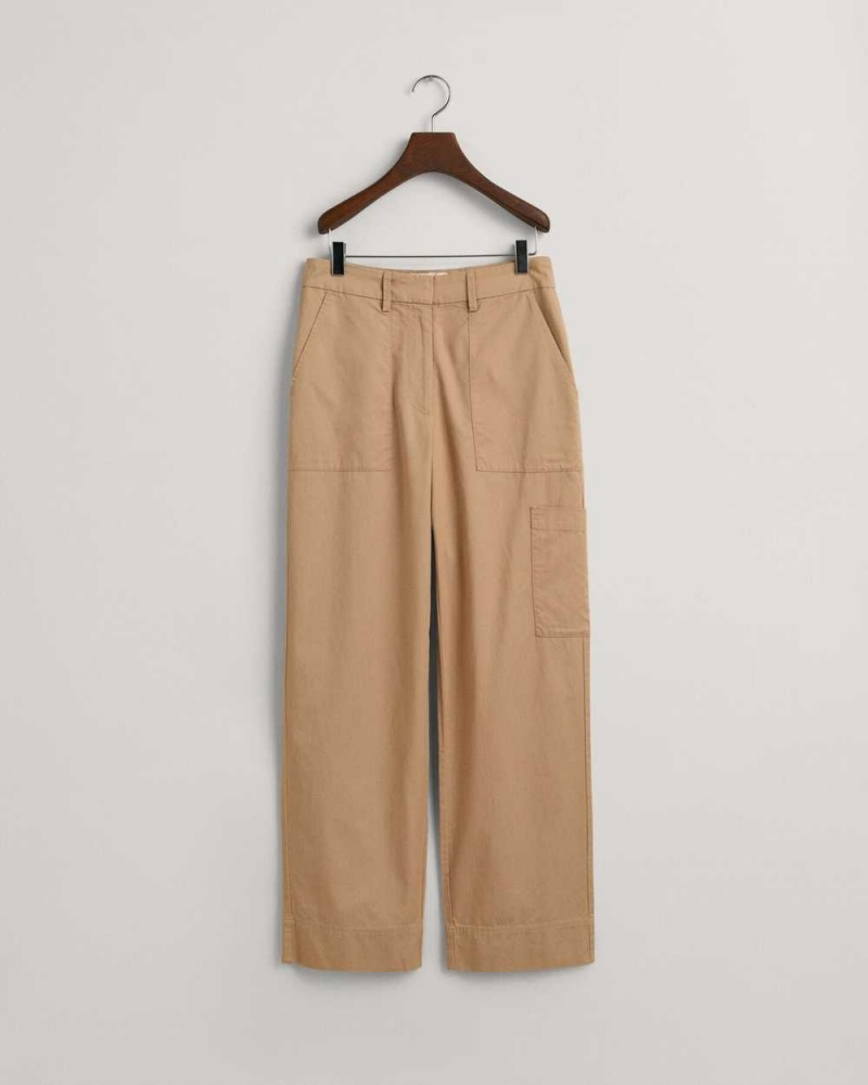 Gant Relaxed Fit Cargo Women's Pants Dark Khaki | MGQXV-4632