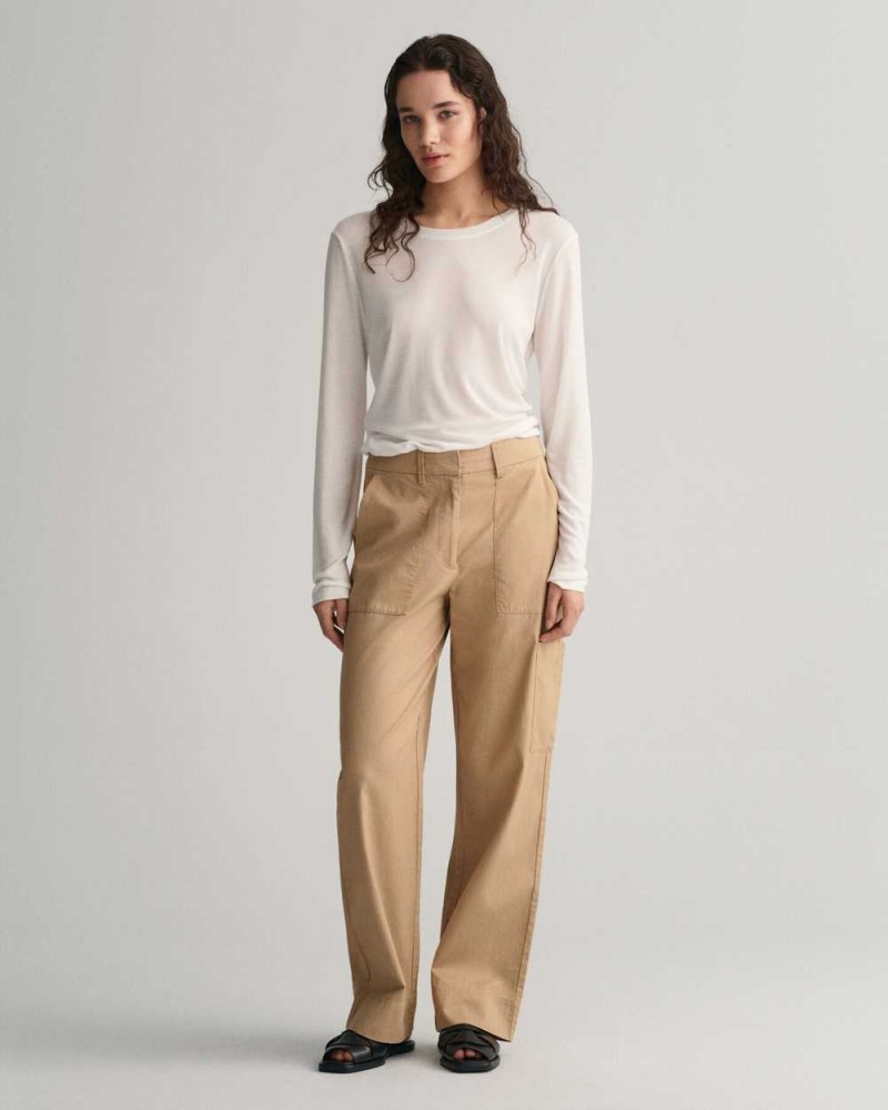 Gant Relaxed Fit Cargo Women\'s Pants Dark Khaki | MGQXV-4632