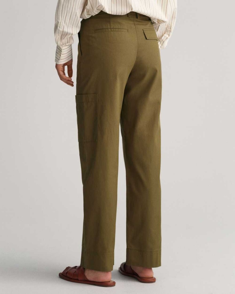 Gant Relaxed Fit Cargo Women's Pants Dark Cactus | KYOTS-5029