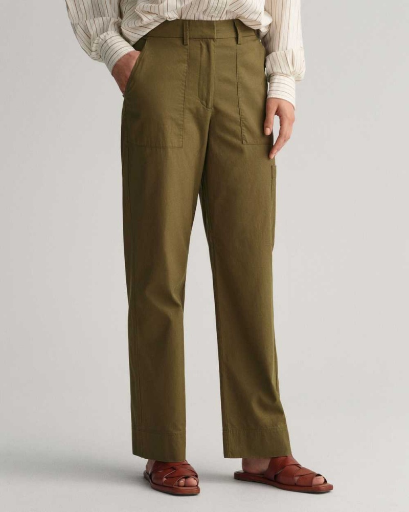 Gant Relaxed Fit Cargo Women's Pants Dark Cactus | KYOTS-5029