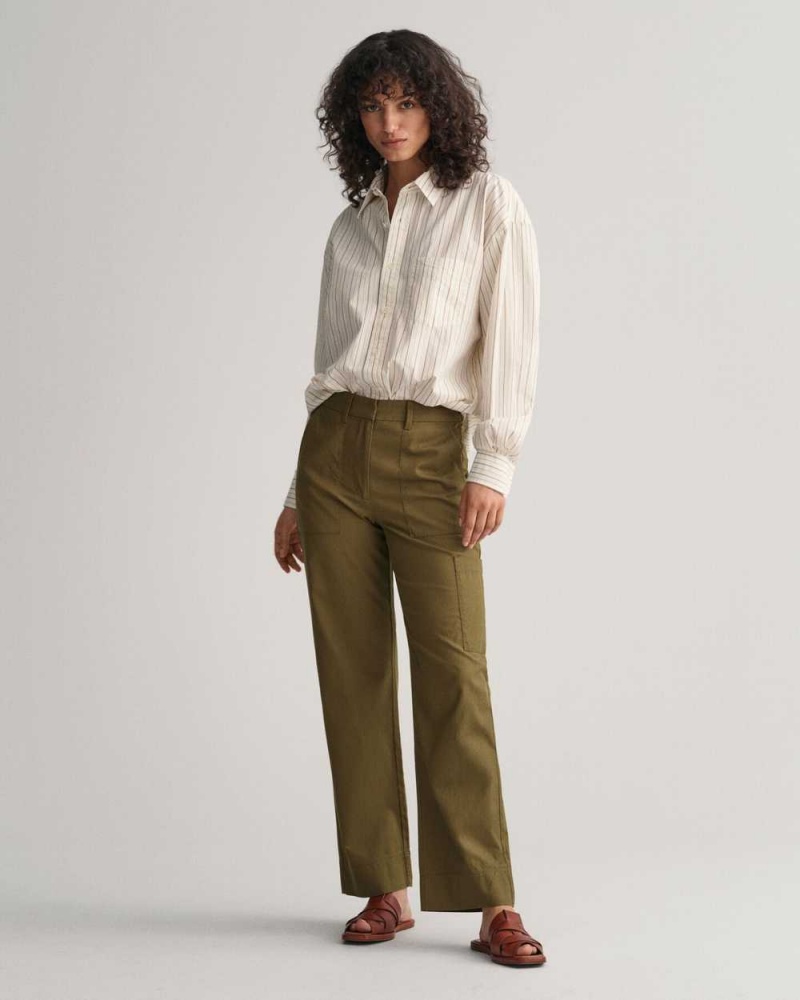 Gant Relaxed Fit Cargo Women's Pants Dark Cactus | KYOTS-5029