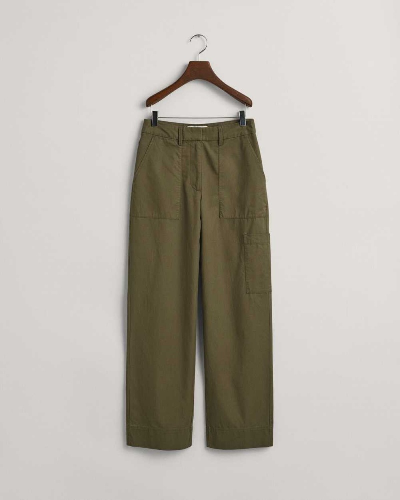 Gant Relaxed Fit Cargo Women's Pants Dark Cactus | KYOTS-5029