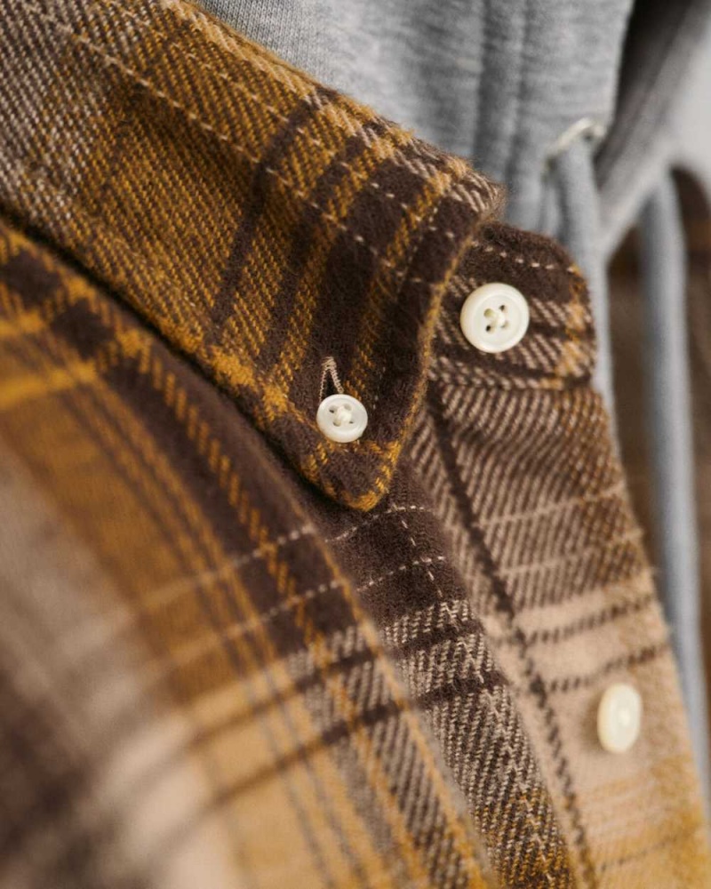 Gant Relaxed Fit Checked Heavy Flannel Men's Shirts Woody Brown | XPGOJ-7248