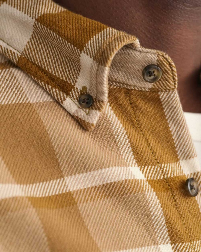 Gant Relaxed Fit Checked Twill Men's Shirts Mustard Beige | MIQBZ-7084