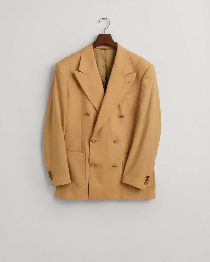 Gant Relaxed Fit Club Men's Blazer Golden Khaki | OJIUD-0426