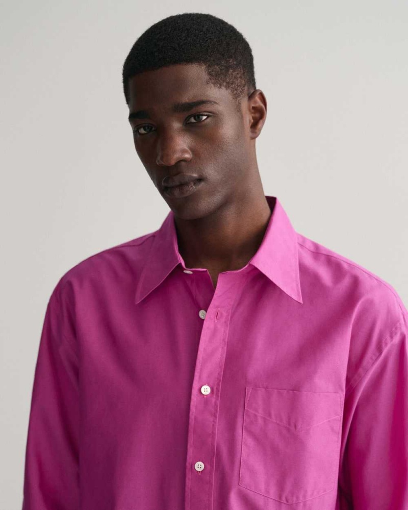 Gant Relaxed Fit Cotton Silk Men's Shirts Barley Pink | ROUGN-0579