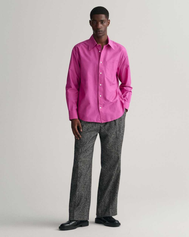 Gant Relaxed Fit Cotton Silk Men's Shirts Barley Pink | ROUGN-0579