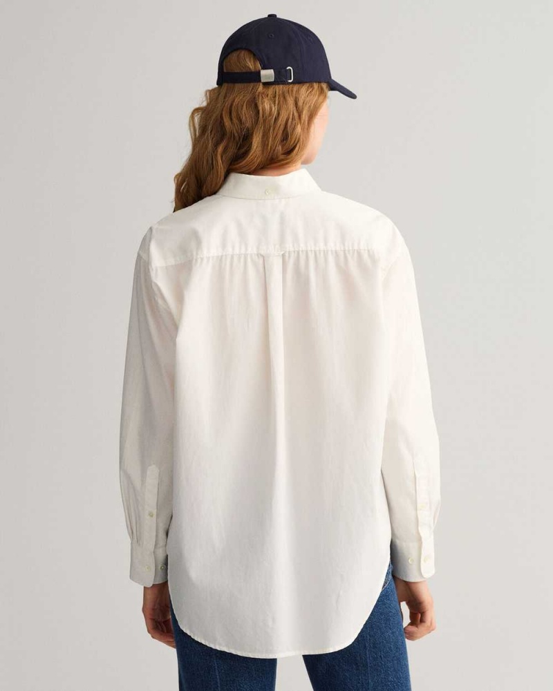 Gant Relaxed Fit Luxury Poplin Women's Shirts White | SPWQT-3976