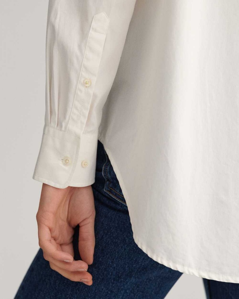 Gant Relaxed Fit Luxury Poplin Women's Shirts White | SPWQT-3976