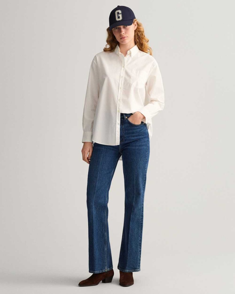 Gant Relaxed Fit Luxury Poplin Women's Shirts White | SPWQT-3976