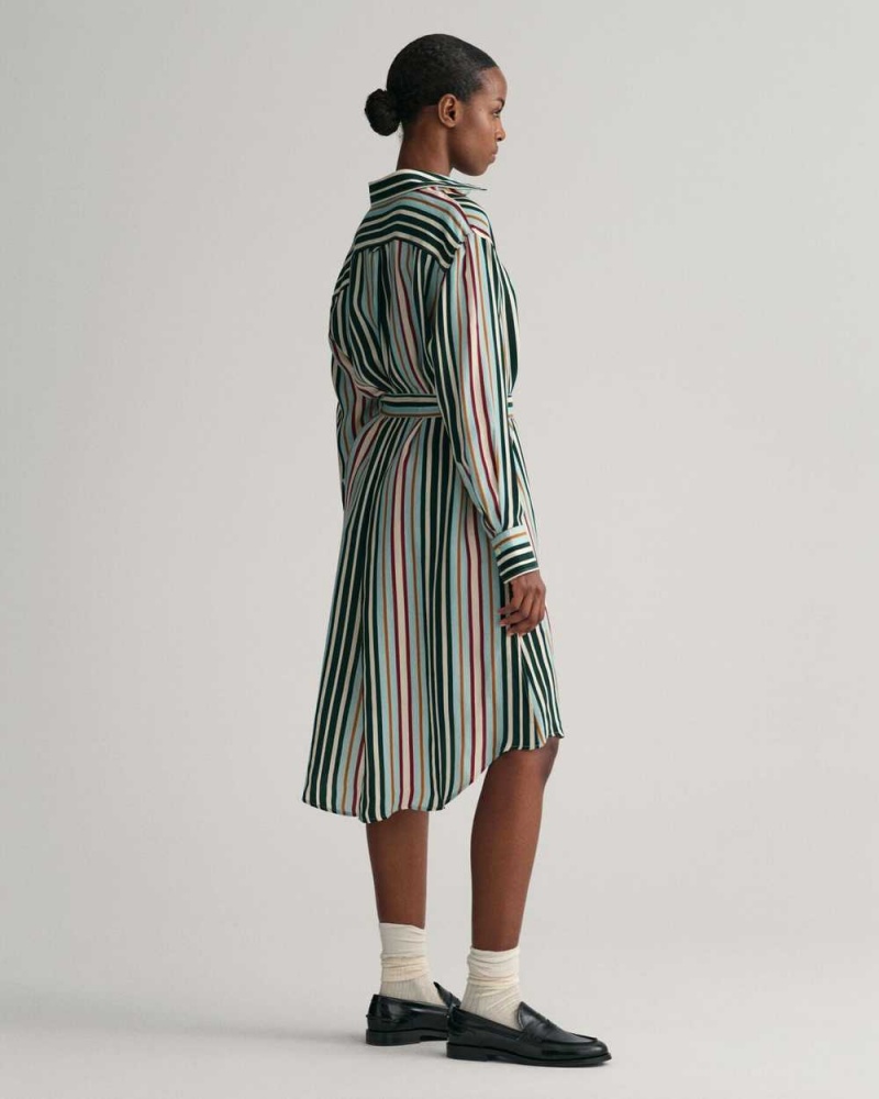 Gant Relaxed Fit Multi Striped Shirt Women's Dress Dusty Turquoise | RTSJL-7456