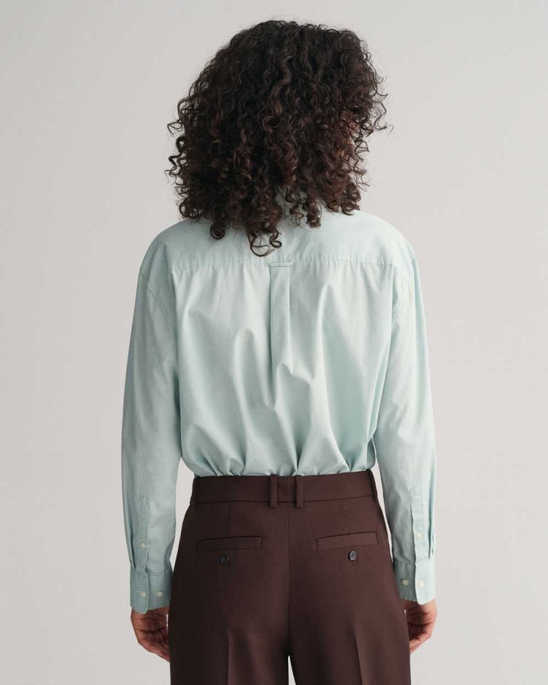 Gant Relaxed Fit Poplin Women's Shirts Dusty Turquoise | VDQWU-6354