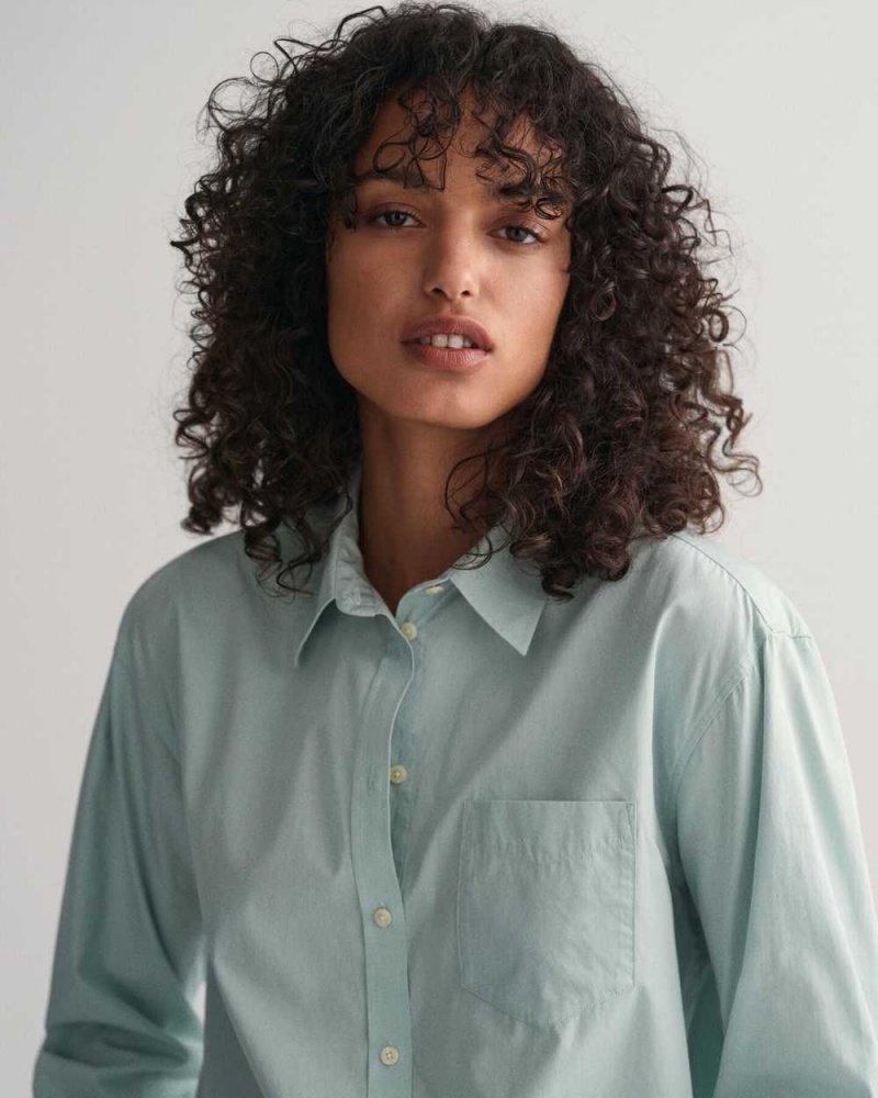 Gant Relaxed Fit Poplin Women's Shirts Dusty Turquoise | VDQWU-6354