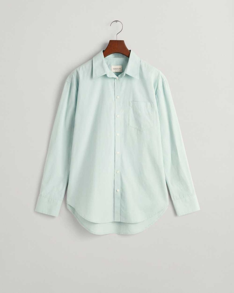 Gant Relaxed Fit Poplin Women's Shirts Dusty Turquoise | VDQWU-6354