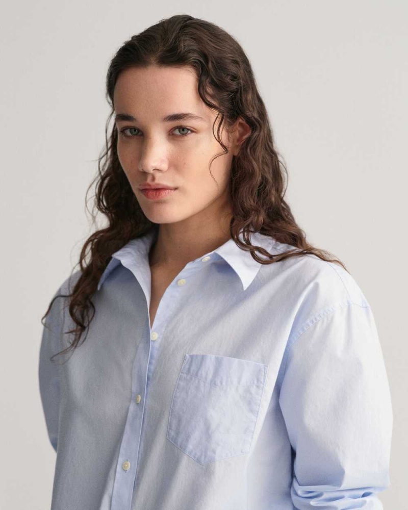 Gant Relaxed Fit Poplin Women's Shirts Light Blue | EDKOG-6281