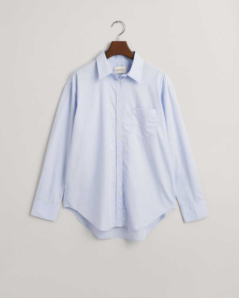 Gant Relaxed Fit Poplin Women's Shirts Light Blue | EDKOG-6281