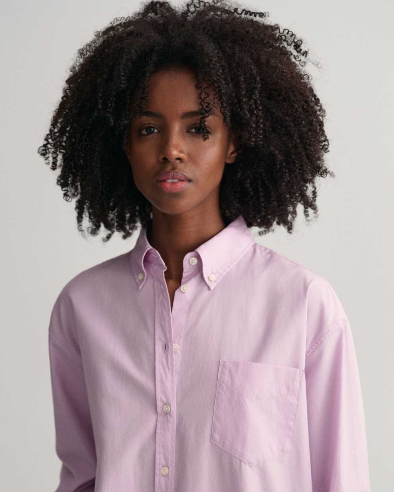 Gant Relaxed Fit Poplin Women's Shirts Soothing Lilac | NJOTD-3701