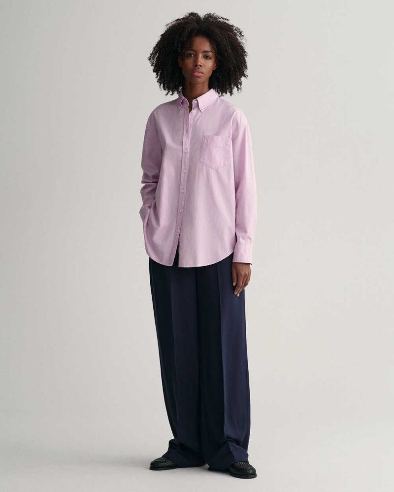 Gant Relaxed Fit Poplin Women's Shirts Soothing Lilac | NJOTD-3701