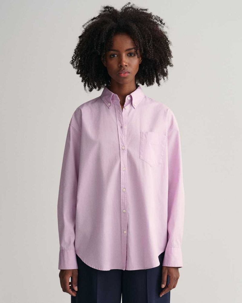 Gant Relaxed Fit Poplin Women\'s Shirts Soothing Lilac | NJOTD-3701