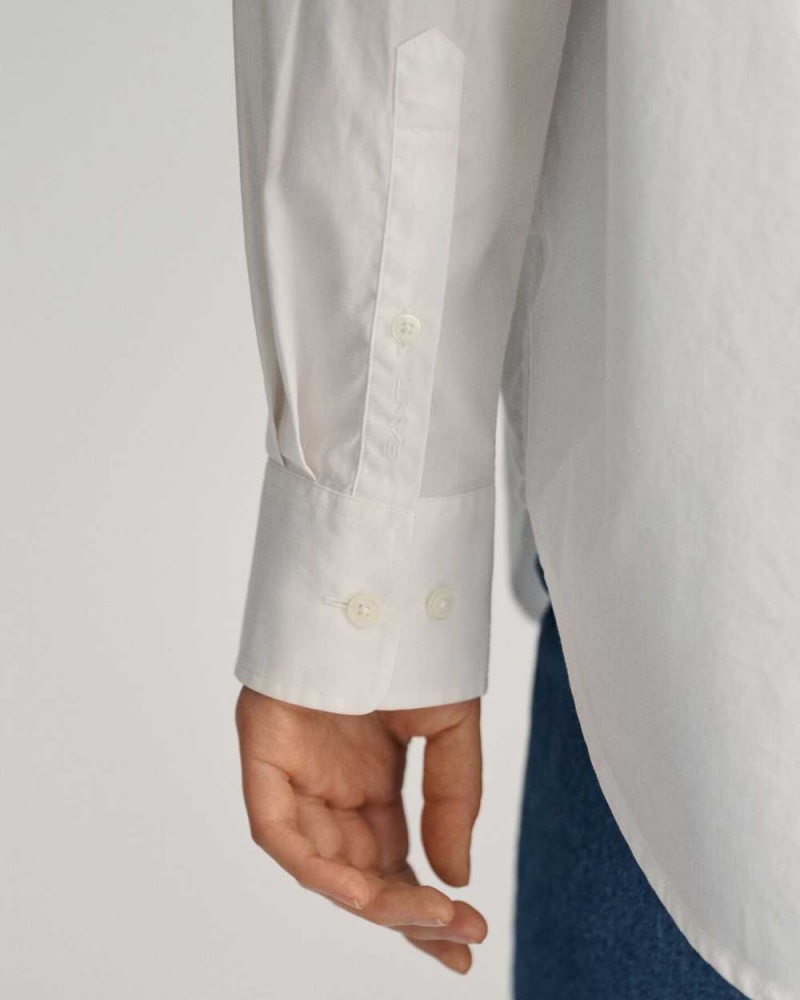 Gant Relaxed Fit Poplin Women's Shirts White | BMRQW-4287