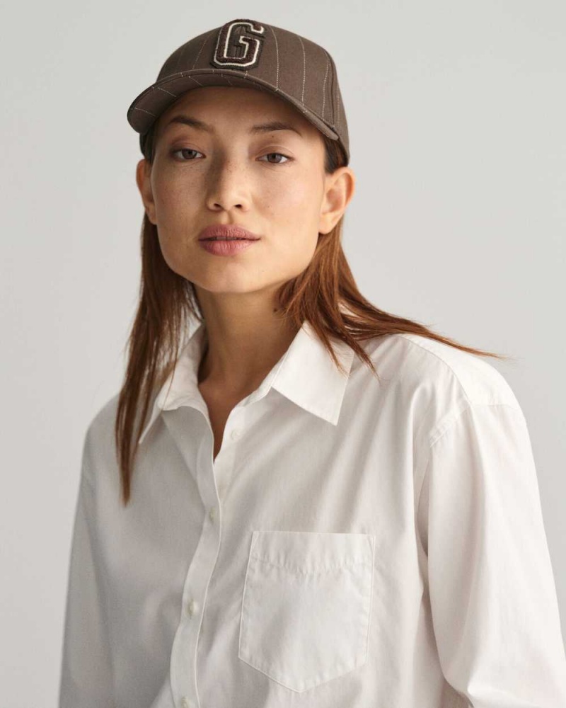 Gant Relaxed Fit Poplin Women's Shirts White | BMRQW-4287