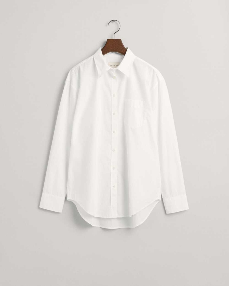 Gant Relaxed Fit Poplin Women's Shirts White | BMRQW-4287