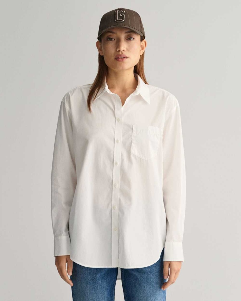 Gant Relaxed Fit Poplin Women\'s Shirts White | BMRQW-4287