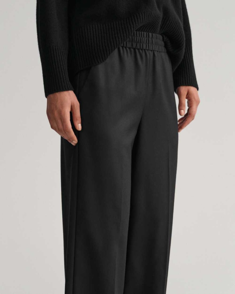 Gant Relaxed Fit Pull-On Women's Pants Ebony Black | VWBYA-8954