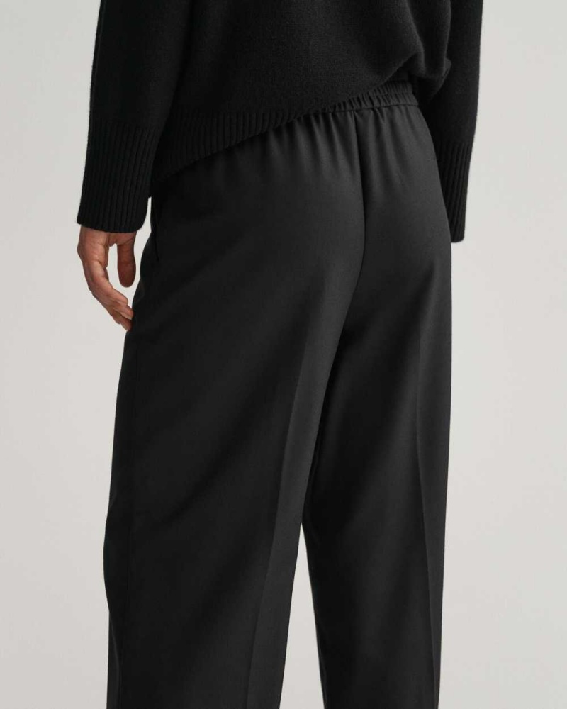 Gant Relaxed Fit Pull-On Women's Pants Ebony Black | VWBYA-8954