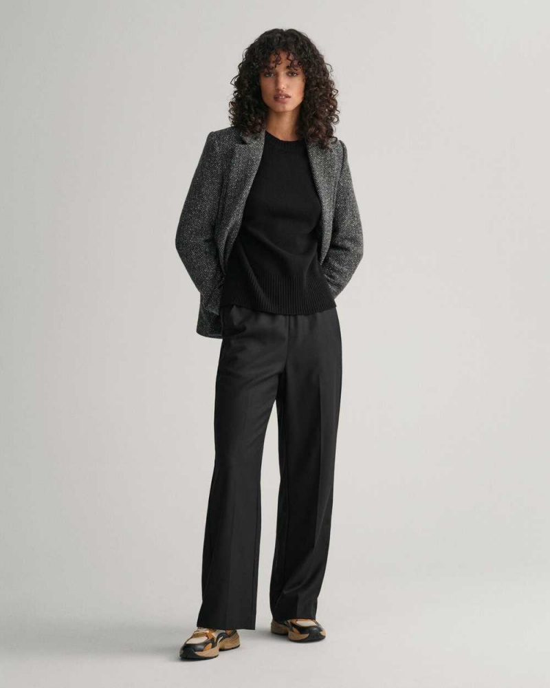 Gant Relaxed Fit Pull-On Women's Pants Ebony Black | VWBYA-8954