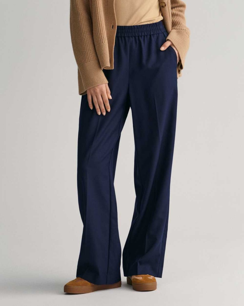 Gant Relaxed Fit Pull-On Women's Pants Evening Blue | WSBPY-1879