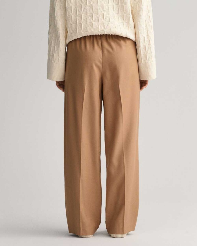 Gant Relaxed Fit Pull-On Women's Pants Warm Khaki | UNDSO-9240