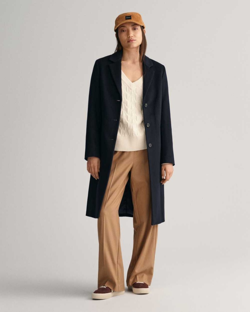 Gant Relaxed Fit Pull-On Women's Pants Warm Khaki | UNDSO-9240