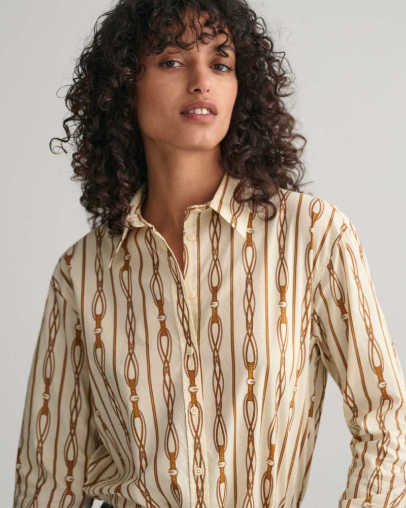 Gant Relaxed Fit Rope Striped Cotton Voile Women's Shirts Linen | UCAZK-2743