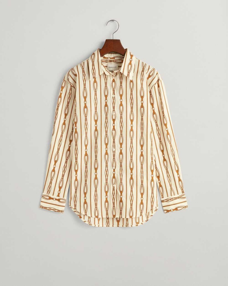 Gant Relaxed Fit Rope Striped Cotton Voile Women's Shirts Linen | UCAZK-2743