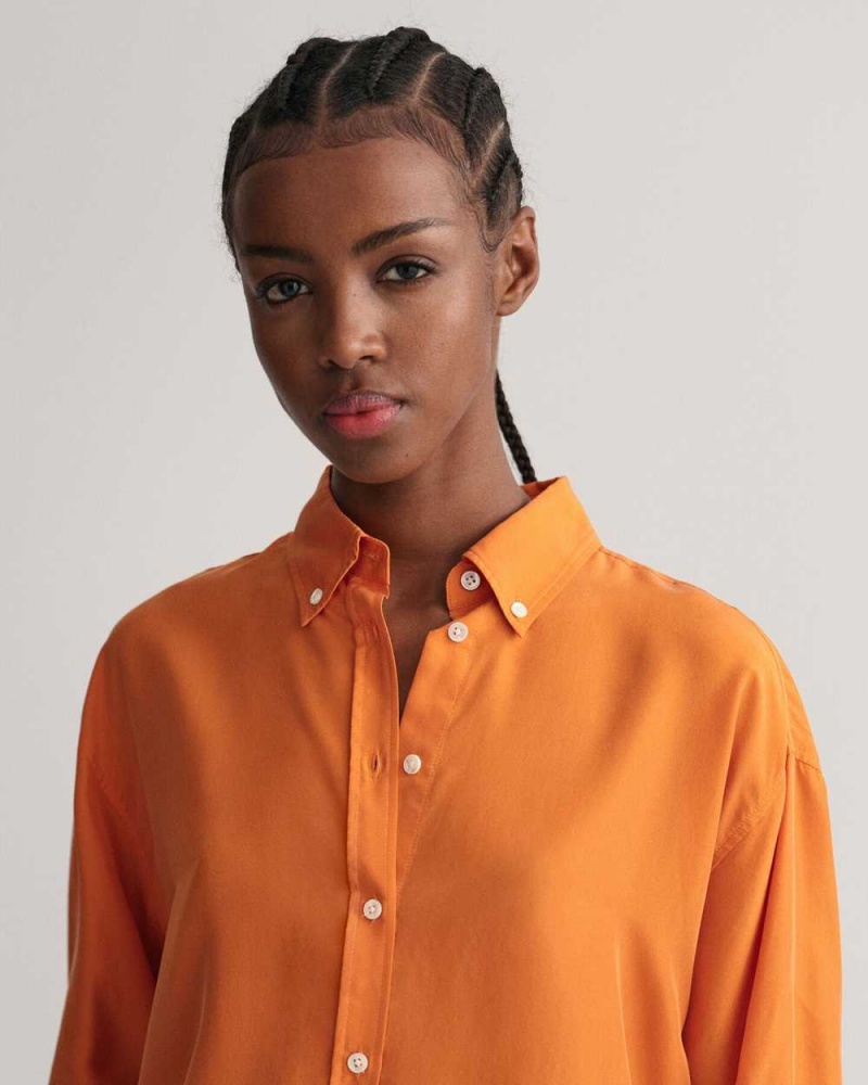 Gant Relaxed Fit Silk Women's Shirts Pumpkin Orange | JCBPH-8275