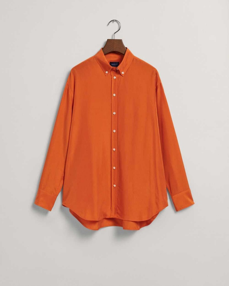 Gant Relaxed Fit Silk Women's Shirts Pumpkin Orange | JCBPH-8275