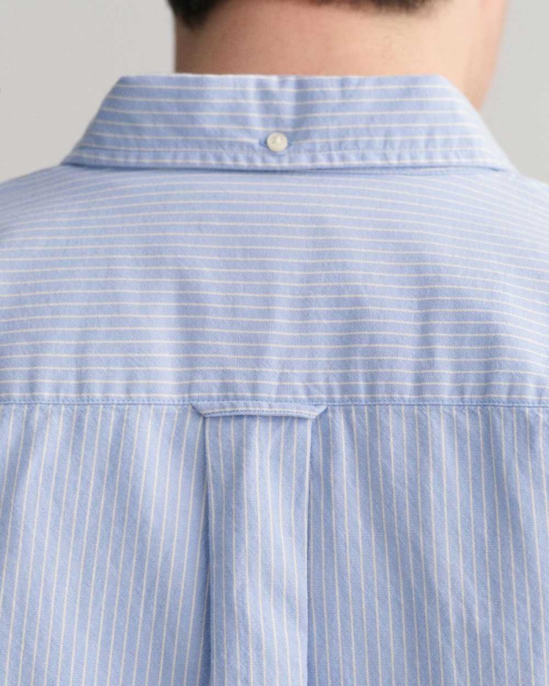 Gant Relaxed Fit Striped Archive Oxford Men's Shirts Muted Blue | ZFQOG-6837