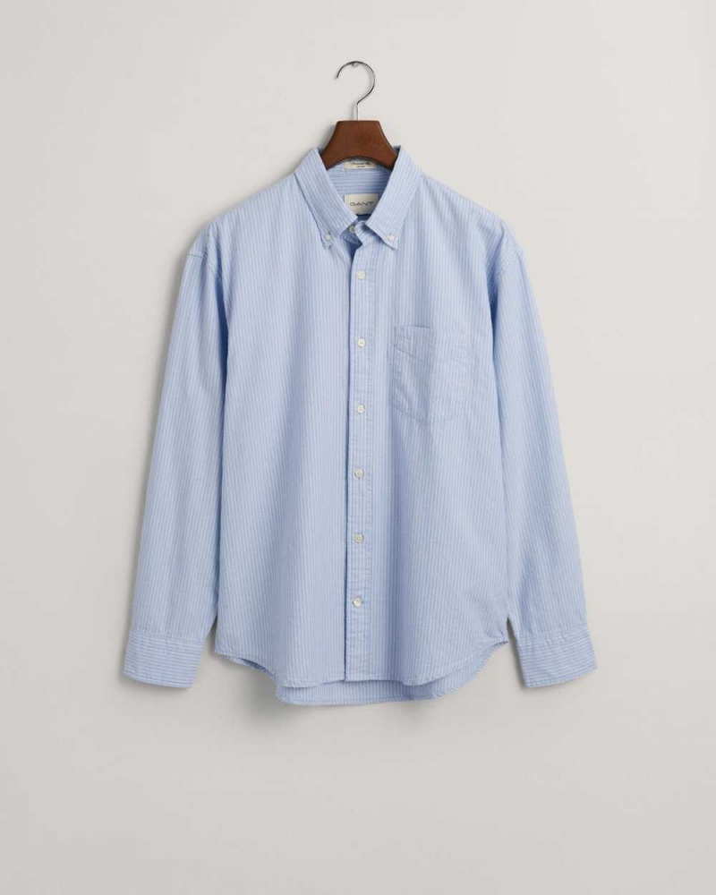 Gant Relaxed Fit Striped Archive Oxford Men's Shirts Muted Blue | ZFQOG-6837