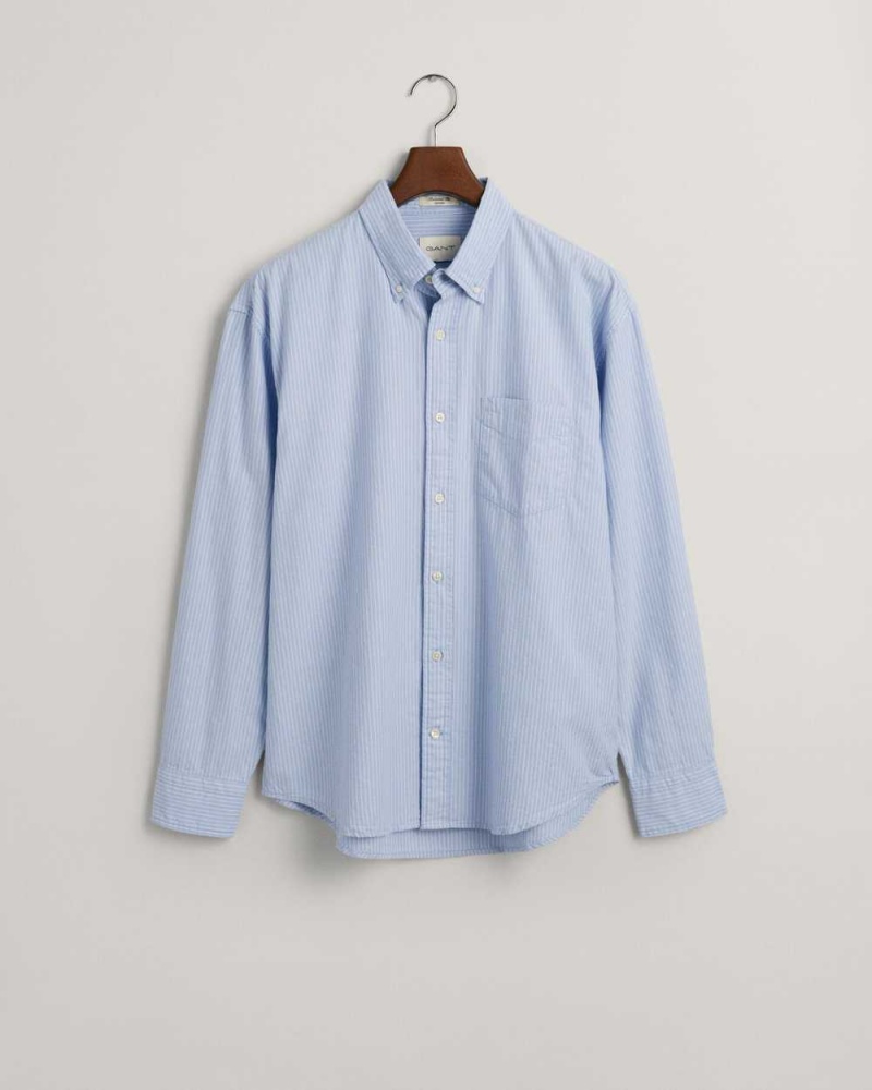 Gant Relaxed Fit Striped Archive Oxford Men's Shirts Muted Blue | AOJYI-6945