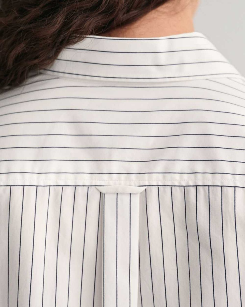 Gant Relaxed Fit Striped Poplin Women's Shirts White | BPNAU-2346