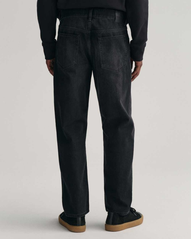 Gant Relaxed Fit Tapered Men's Jeans Black | DIMZH-2356