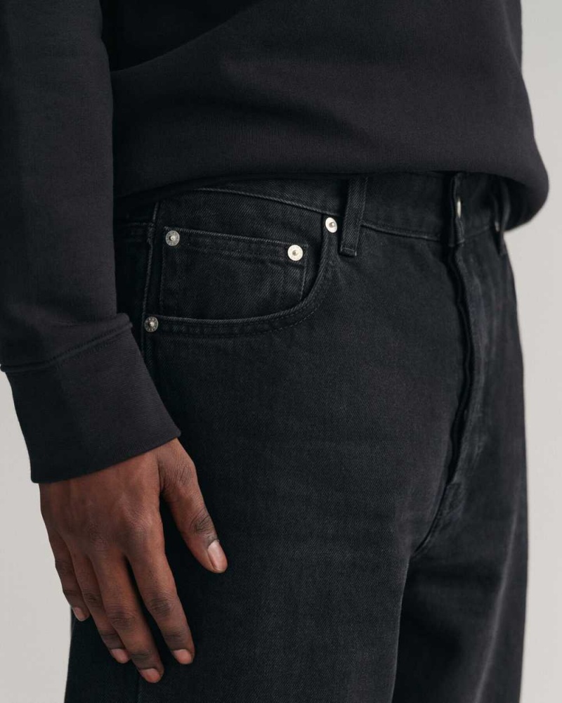 Gant Relaxed Fit Tapered Men's Jeans Black | DIMZH-2356