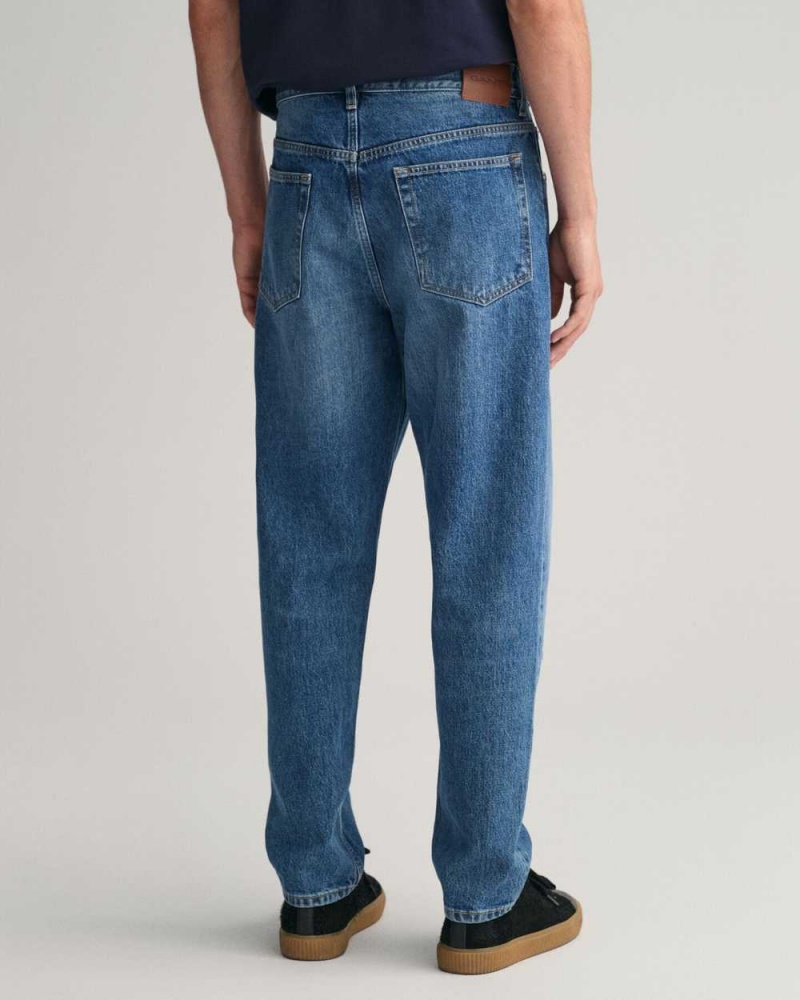 Gant Relaxed Fit Tapered Men's Jeans Mid Blue | ACKVR-6130