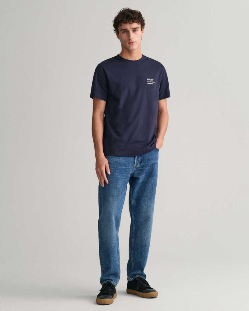 Gant Relaxed Fit Tapered Men's Jeans Mid Blue | ACKVR-6130