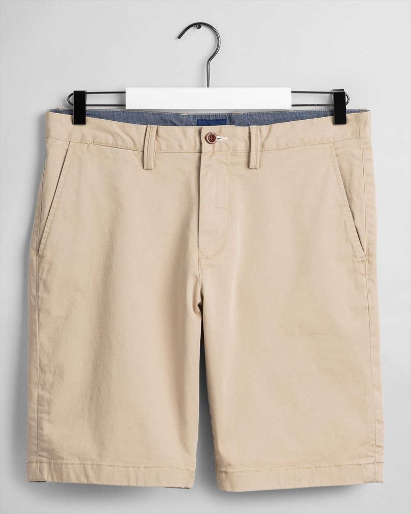 Gant Relaxed Fit Twill Men's Shorts Dark Khaki | LEKMB-5048