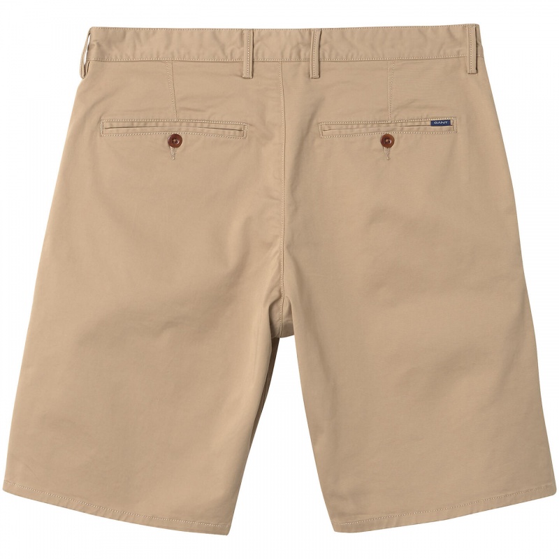 Gant Relaxed Fit Twill Men's Shorts Dark Khaki | LEKMB-5048