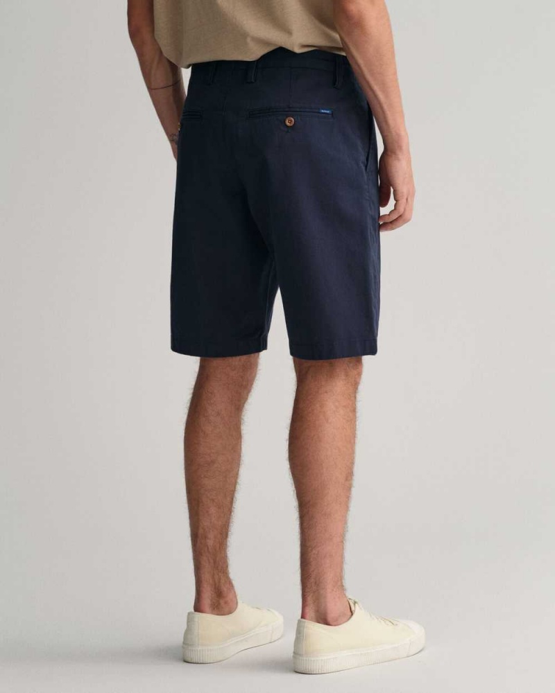 Gant Relaxed Fit Twill Men's Shorts Marine | SRIPD-3856