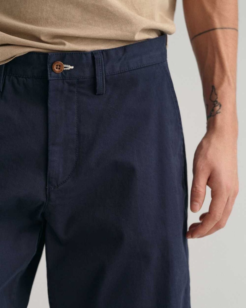 Gant Relaxed Fit Twill Men's Shorts Marine | SRIPD-3856