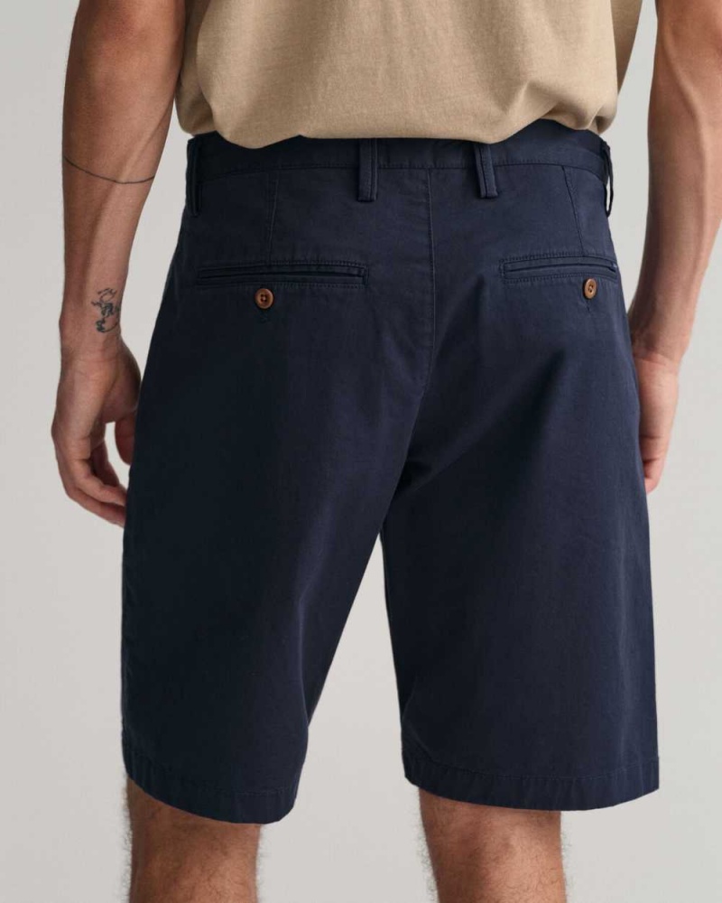 Gant Relaxed Fit Twill Men's Shorts Marine | SRIPD-3856